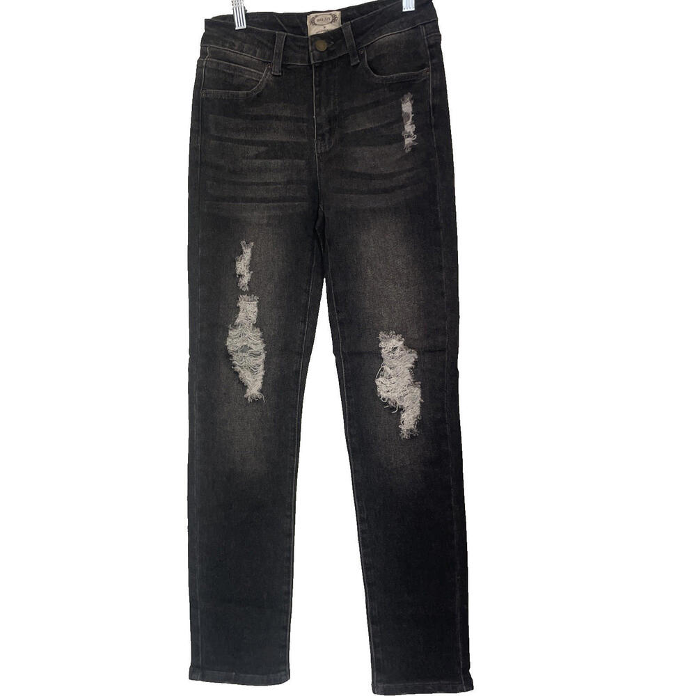 Joyfolie Clancy denim in washed black size 26 distressed NWT